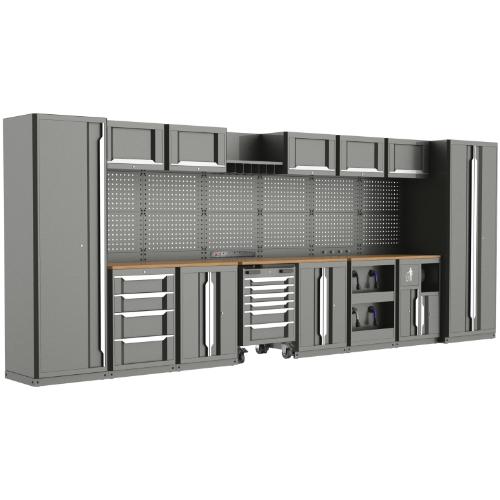42 PIECE WORKSHOP STORAGE SYSTEM WITH WOODEN WORKTOP